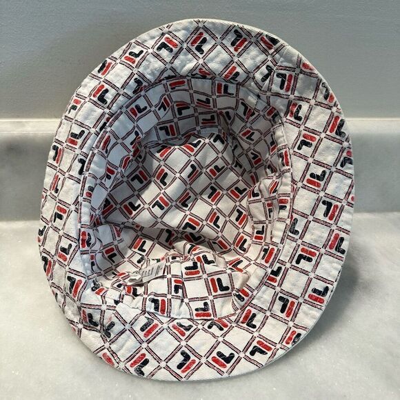 Fila Logo Cotton Twill Reversible Bucket Hat Tan Multi Small/Medium - Picture 3 of 4